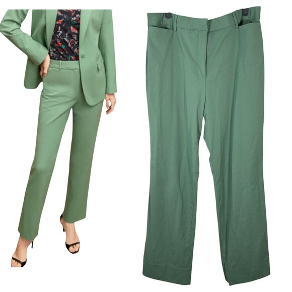 M.M. Lafleur The Smith Straight Trouser Washable Wool Twill Parisian Green 14 - Picture 1 of 7